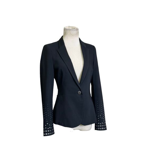 ZARA black studded sleeves one button tuxedo jacket size Small - Picture 12 of 13